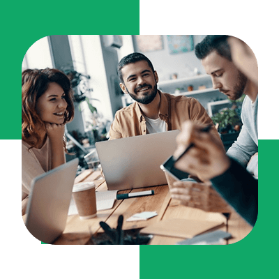 Partner with nimbuspark is so easy. Group of people smiling and working as a team in nimbuspark