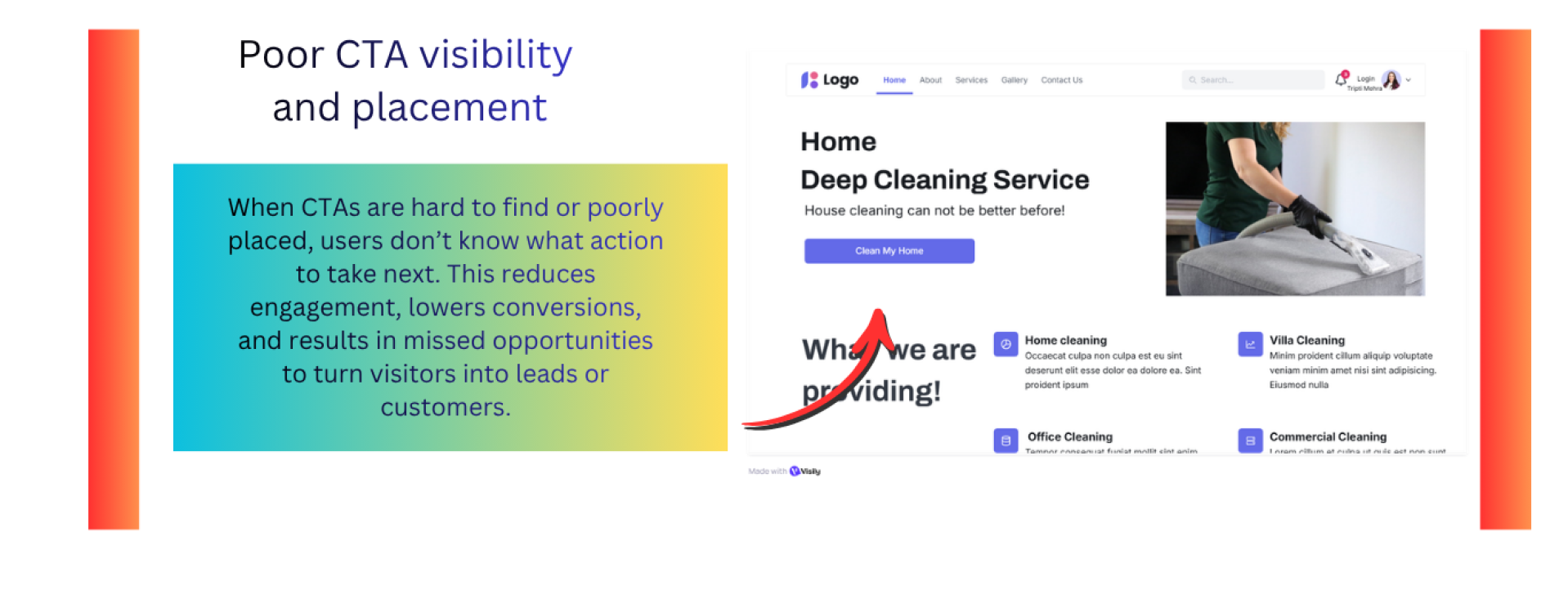Poor CTA visibility and placement